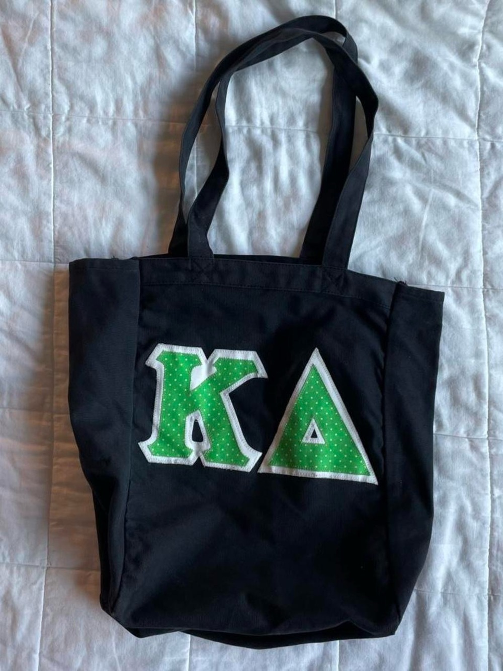 BAGedge Kappa Delta Embroidered Greek Letter Black Tote Bag